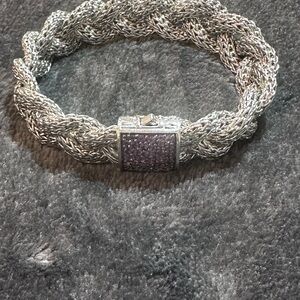 John Hardy Classic Chain Silver Lava Braided Bracelet with Amethyst